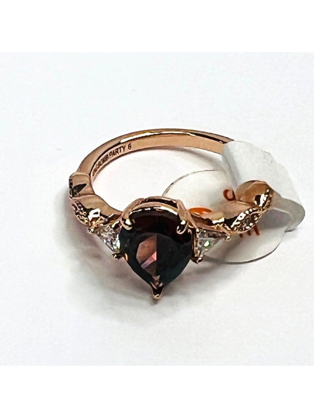 Ring Bomb Party RIng, size 6, Topaz color stone rose gold color band